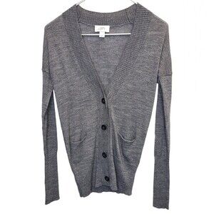 Ann Taylor LOFT Grey Button Down Cardigan Womens XS